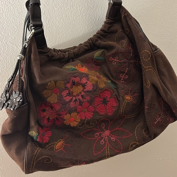 Brighton Brown Weaved Floral Shoulder Bag - Picture 2 of 5